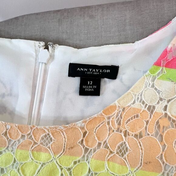 🔥🔥5 for $25🔥🔥Ann Taylor striped lace lightweight sleeveless sheath dress size 12 - Picture 7 of 10